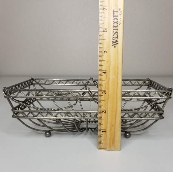 Godinger Silverplate Wire Basket Rectangular Ball Feet Fruit Basket 8.5"L - Picture 10 of 11